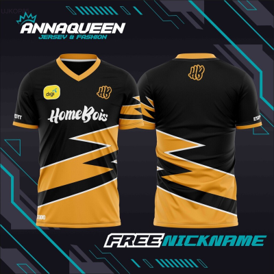 2023 New JERSEY BAJU GAMING HOMEBOIS HOME BOIS ESPORT ORIGINAL BLACK/ JERSEY HB / KAOS JERSEY / JERSEY WANGKY / FREEFIRE / PUBG / MOBILE LEGEND / VNECK / FREE NICKNAME NON  - ANNAQUEEN Unisex T-shirt 【Free custom name】