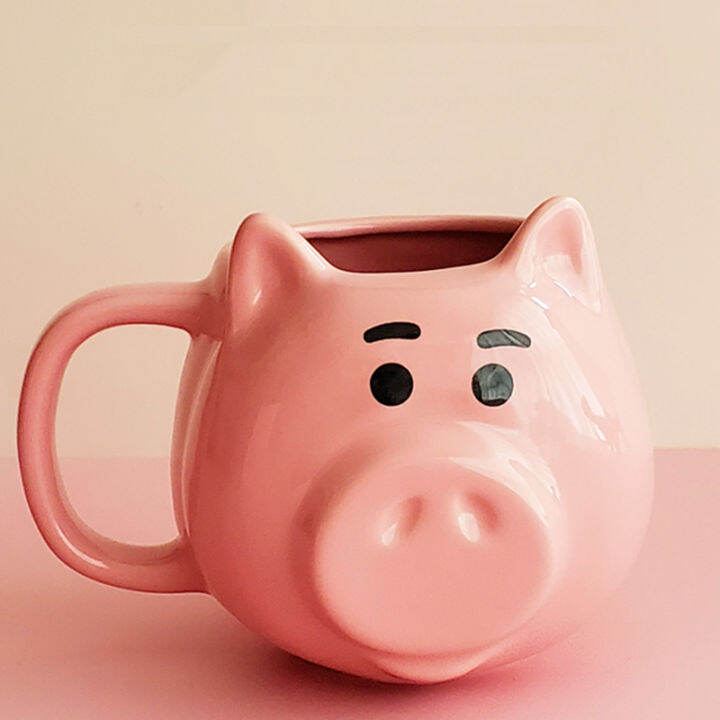 550ml-large-capacity-cute-cartoons-pink-pig-shape-breakfast-milk-coffee-mugs-microwave-available-water-tea-cup-with-handle-spoon