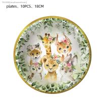 ▧❄❧ Jungle Animals Disposable Tableware 1st Birthday Decoration For Home Kids Baby Shower Wild One Safari Party Supplies Woodland