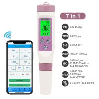 Bluetooth 7 in 1 Multifunctional pH TDS EC ORP Salinity SG Temp Meter Pen Type IP67 ATC for Hydroponics, Aquarium