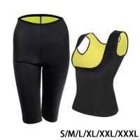 เหงื่อซาวน่าสูท Body Shaper เสื้อกล้ามและกางเกงกระชับสัดส่วนสำหรับการออกกำลังกายโยคะ