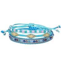 [COD] Cross-border hot crystal rice bead bracelet three-piece set colorful miyuki tila multi-layer