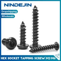 NINDEJIN 10-100 buah tombol bulat kepala Hex sekrup Self Tapping M2 M2 M2.5 M3 M3.5 M4 M5 M6 baja karbon Allen sekrup kayu soket