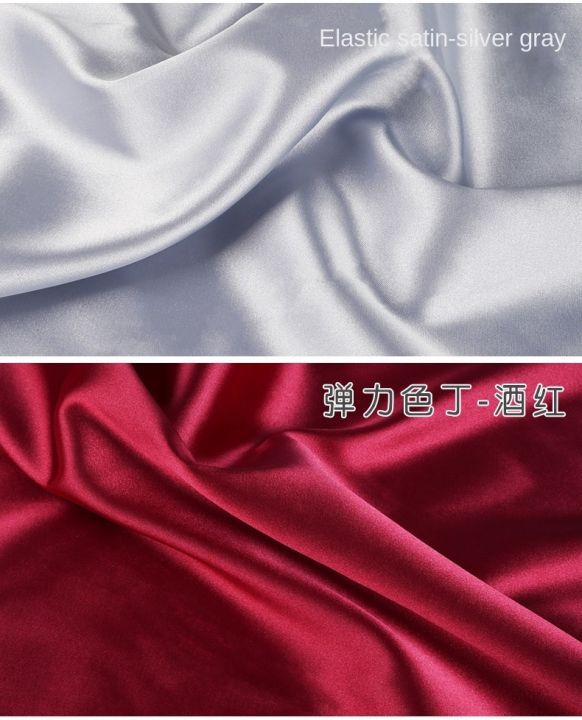 satin-fabric-per-meter-for-cheongsam-dresses-skirts-shirts-sewing-elastic-cloth-pure-color-summer-soft-smooth-cool-comfortable