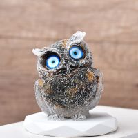 Tigers Eye 1 piece Natural Crystal Gravel Owl Animal Crafts With Orgonite Silicone Mold DIY Resin Decorative Hand Made Figurines Home Decorationgif