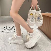 ○✇❈ cri237 [Height ] Thick-Soled Heightened 8cm Fashion White Shoes 2023 Summer New Style Hollow Breathable Mesh Sneakers Womens Versatile Casual