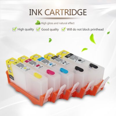 5PCS Refillable Cartridge for HP564 Ink Cartridge with Chip for HP 564 PhotosmartPlus B209a B210a 3522 5510 5511 B109a Printer