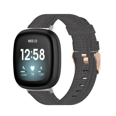 สำหรับ Fitbit Versa 3 /Fitbit Sense Nylon ผ้าใบแถบนาฬิกาลายพื้น,ขนาด: ฟรีไซส์ (สีเทาเข้ม) (ลดเอง)