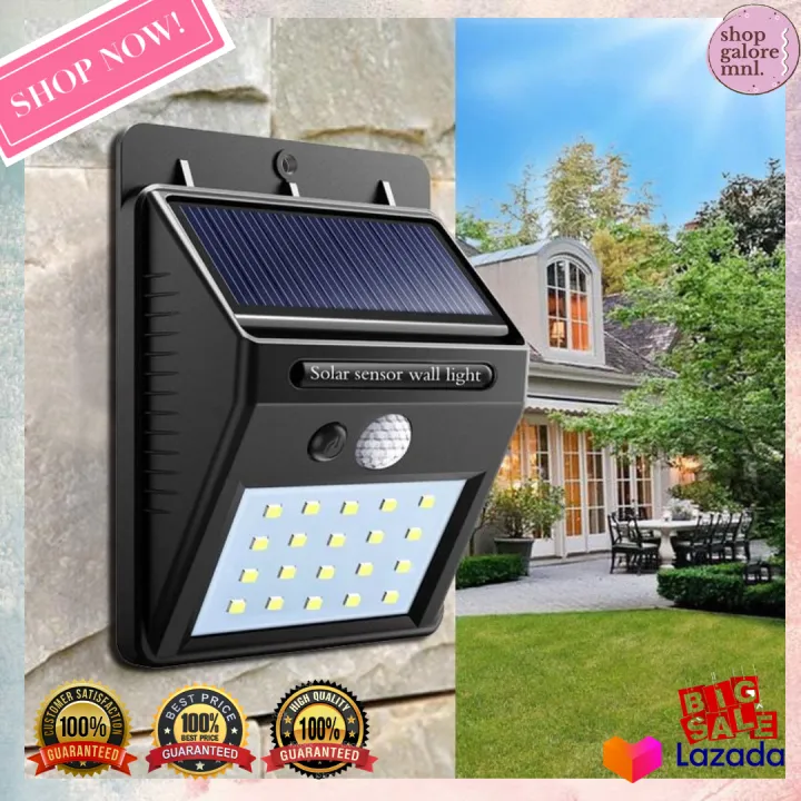 Sensor Wall Light 20 Led Outdoor Waterproof Rechargeable Solar Power Pir Motion Garden Lamp