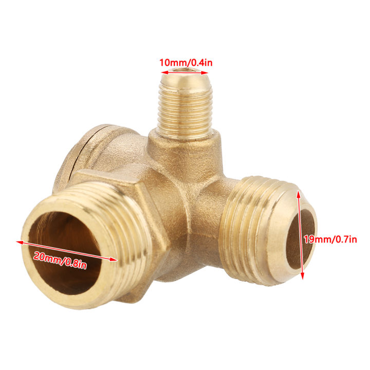 วาล์วเครื่องอัดอากาศด้ายชาย-90-องศาทองเหลืองวาล์วตรวจสอบเครื่องอัดอากาศอะไหล่-20x19x10-มม