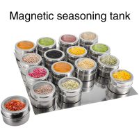 hotx【DT】 Magnetic Spice Jars Sealed Barbecue Storage Wall-mounted Seasoning Set with