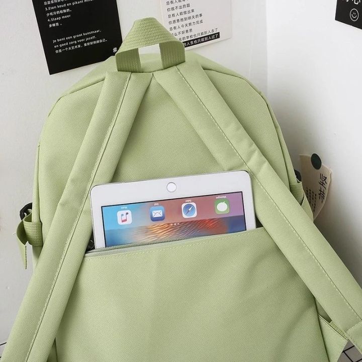 กระเป๋านักเรียนผู้หญิงสมุดโน๊ตผู้หญิง5ชิ้น-เซ็ต-กระเป๋าหนังสือกระเป๋าเป้สะพายหลังกระเป๋านักเรียนกลางแจ้ง