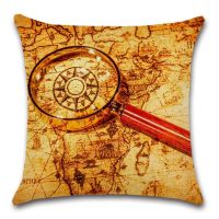 （ALL IN STOCK XZX）Vintage and fun street pirate printed polyester linen pillowcase for home decoration, sofa chairs, childrens and girls bedroom gifts   (Double sided printing with free customization of patterns)