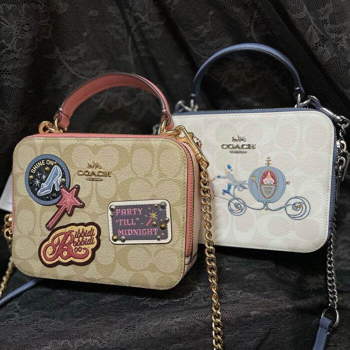 Coach Disney X Coach Box Crossbody In Signature Canvas With Patches