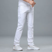 Classic Style Mens Regular Fit White Jeans Business Smart Fashion Denim Advanced Stretch Cotton Trousers Male Brand Pants,109