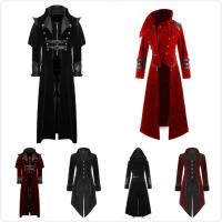 Gothic Steampunk Vintage ยุคกลาง Vampire Devil Red Coat Trench คอสเพลย์เครื่องแต่งกาย Victorian Court Nobles Tailcoat Overcoat