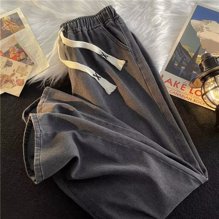 พร้อมส่ง-mno-9-jeans-5080-กางเกงยีนส์ขายาวชาย-เอวยืด-มีเชือกรูด-กางเกงยีนส์ทรงหลวม-กางเกงยีนส์ชาย-ยีนส์ผู้ชายสีพื้น