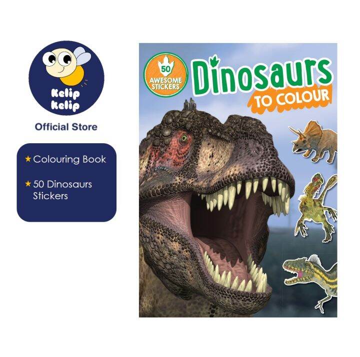 Dinosaurs Colouring Book With Stickers & Awesome Dino Pictures For Kids ...