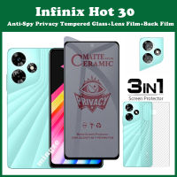 3in1 Infinix Hot 30 Anti-Spy Privacy Tempered Glass Infinix Note 30 5G Ceramic film and Back film Infinix Note 30 VIP Screen Protector Film+lens film+back film