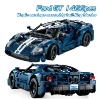 Ford GT ไฮเทคบล็อกตัวต่อซุปเปอร์คาร์1466ชิ้นสำหรับเป็นของขวัญของนักกีฬารถชนีเทคโนโลยี1:12 42154ชิ้น