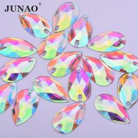 JUNAO 17x28mm Big AB Crystal Resin Rhinestones Applique Large Sewing Strass Flatback Crystal Stones for Clothes Decor Crafts