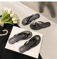 Fast Shipping 2023 Summer New Fashion Leather Character Drag Female Niche Pearl Ball Wears Toe Slippers, Anti -Slip