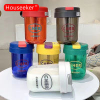 Houseeker กระบอกน้ำพลาสติกขนาดเล็กอเมริกัน300มล. แก้วพร้อมหลอดกาแฟพกพาได้นักเรียนเด็กขวดน้ำฤดูร้อนถ้วยน้ำผลไม้นม