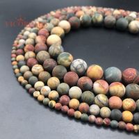 Natural Stone Frost Dull Polish Matte Picasso Jaspe Stone Round Beads 4 6 8 10 12mm For Jewelry making 15inches