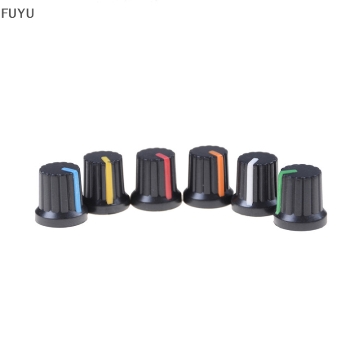 fuyu-10pcs-potentiometer-switch-knob-cap-hole-dia-6mm-volume-control-ลูกบิดหมุน