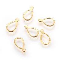 20pc 304 Stainless Steel Open Charms Teardrop Golden 12x7x1mm Hole: 1mm