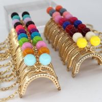 【CW】 10PCS Super 5CM Metal Purse frame Colorful Bead with KeyChain frames Clasp Accessory