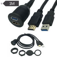 【2023】 legoalbest mall HDMI &amp; USB 3.0ซ็อกเก็ตต่อขยายแผงแดชบอร์ดฟลัชเมาท์สำหรับรถยนต์เรือยานพาหนะ