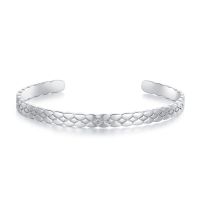 [COD] European and fashion elegant rhombic copper bracelet classic geometric texture open YIB054