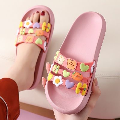 Cute Women Men Slippers Summer Slides Cartoon Bear Fruits Home Indoor Thick Soled Sandals Ladies Couples Bathe Shoes Flip Flops