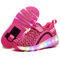 New Children Sports Casual Shoes With LED Lamp Flashing Light Kids Shoe Roller Skate Glowing Luminous Junior Boys Girls Sneakers