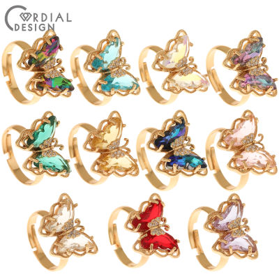 Cordial Design 30Pcs 17*21MM DIY Jewelry AccessoriesCrystal RingsButterfly ShapeHand MadeJewelry Findings &amp; Components