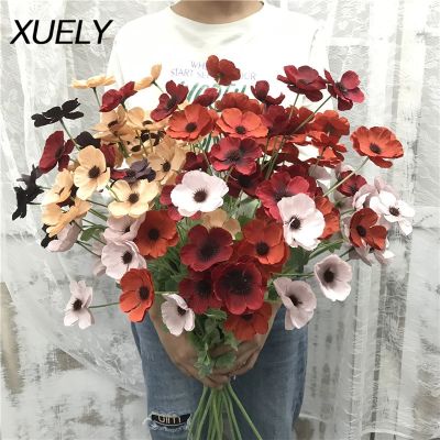 【CC】 8 Real Artificial Anemone Silk flowers Wedding Hold Garden Decoration