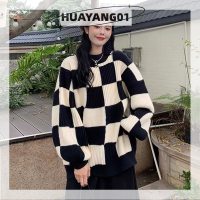 HUAYANG01เสื้อสเวตเตอร์คอกลมลายสก็อตสำหรับผู้หญิง,เสื้อสเวตเตอร์ให้ความอบอุ่นในฤดูใบไม้ร่วงและฤดูหนาว2023