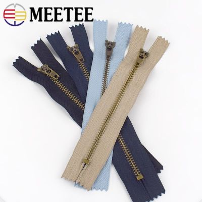 Meetee 10pcs 10/13/15/18cm 4# Close-End Metal Zipper Pants Bags Pocket Auto Lock Decor Zip DIY Garment Sewing Accessories ZA025 Door Hardware Locks Fa