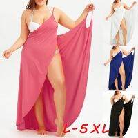 【CC】 New Backless Sling Female Color long Suspender Beachwear Beach Cover Up Dresses S-5XL