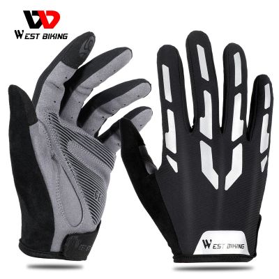 hotx【DT】 WEST BIKING Reflective Cycling Gloves Breathable Men Motorcycle