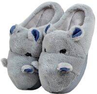 [ใหม่2023] Unisex Fuzzy ขนปุยฟู Hippo รองเท้าแตะรองเท้าผู้หญิงผู้ชายฤดูหนาวแฟชั่นอบอุ่น Cozy สัตว์ฮิปโปรองเท้าแตะภายในบ้าน