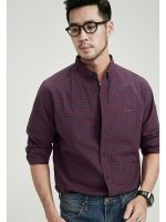 Pure cotton plaid shirt mens large size loose business casual mens autumn Hong Kong style long-sleeved shirt mens clothing 【SSY】