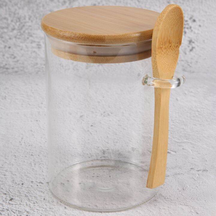 glass-food-airtight-canister-castor-wooden-twist-lid-kitchen-candy-storage-tank-jar-bamboo-food-container-with-wooden-spoon