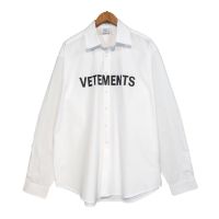 แฟชั่นเสื้อเชิ้ตแขนยาวพิมพ์ลายโลโก้ Vetements พลัสไซส์