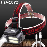 CEHOLYD ไฟหน้าไฟฉายคาดศีรษะ LED สำหรับตั้งแคมป์กลางแจ้งมินิ XPE + COB ไฟฉาย USB ชาร์จไฟตกปลาสำหรับ18650