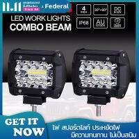 เเพค 2 ชิ้น กันน้ำ 2/5000 กันน้ำ 60 W 4 "LED Combo แถบแสงสำหรับทำงาน Spotlight Off - road Driving ไฟตัดหมอกสำหรับรถบรรทุกเรือ