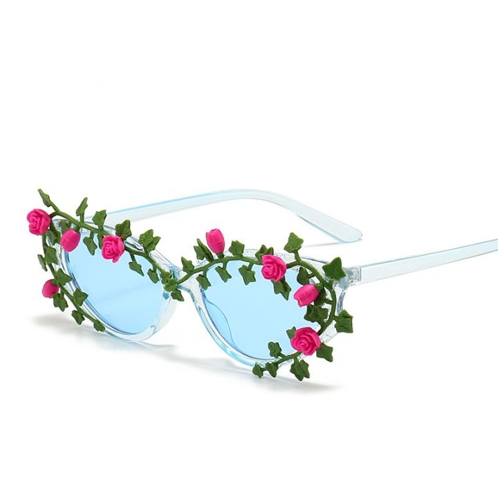 แว่นตากันแดดแว่นกันแดดแว่นกันแดด-diy-แว่นกันแดดรูปดอกไม้แว่นกันแดดตกแต่งดอกไม้
