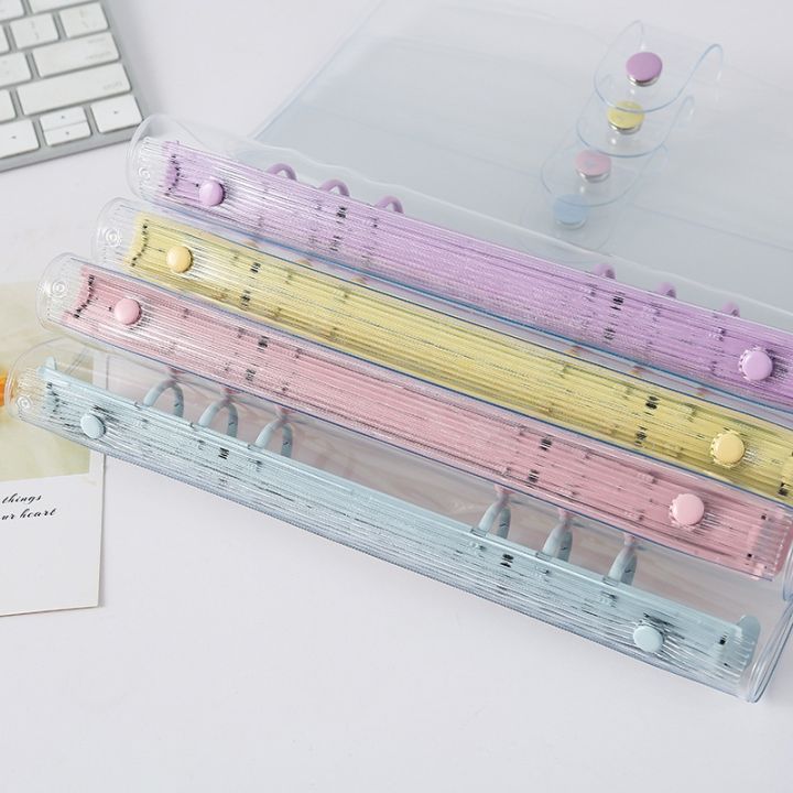 a5-a6-transparent-pvc-loose-leaf-notebook-cover-macaron-color-6-ring-binder-diary-journal-planner-korean-school-stationery