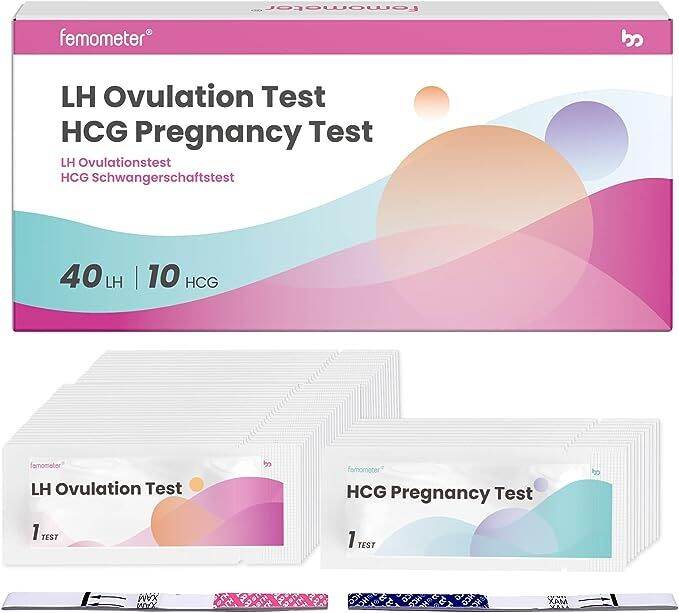Femometer 40+10 Pcs/Set Ovulation Test Urine LH Strips and Pregnancy